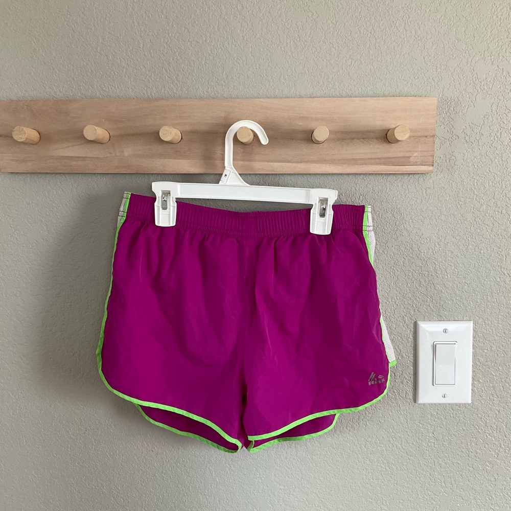 Purple and Green Active Shorts